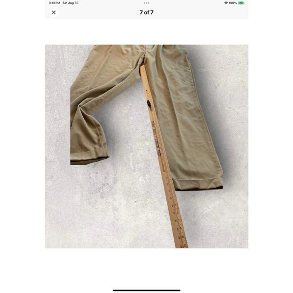 Brooks Brothers 346 Men’s Wool Dress Pants 40 Beige Pleated Cuffed Hem Egypt - Picture 9 of 9